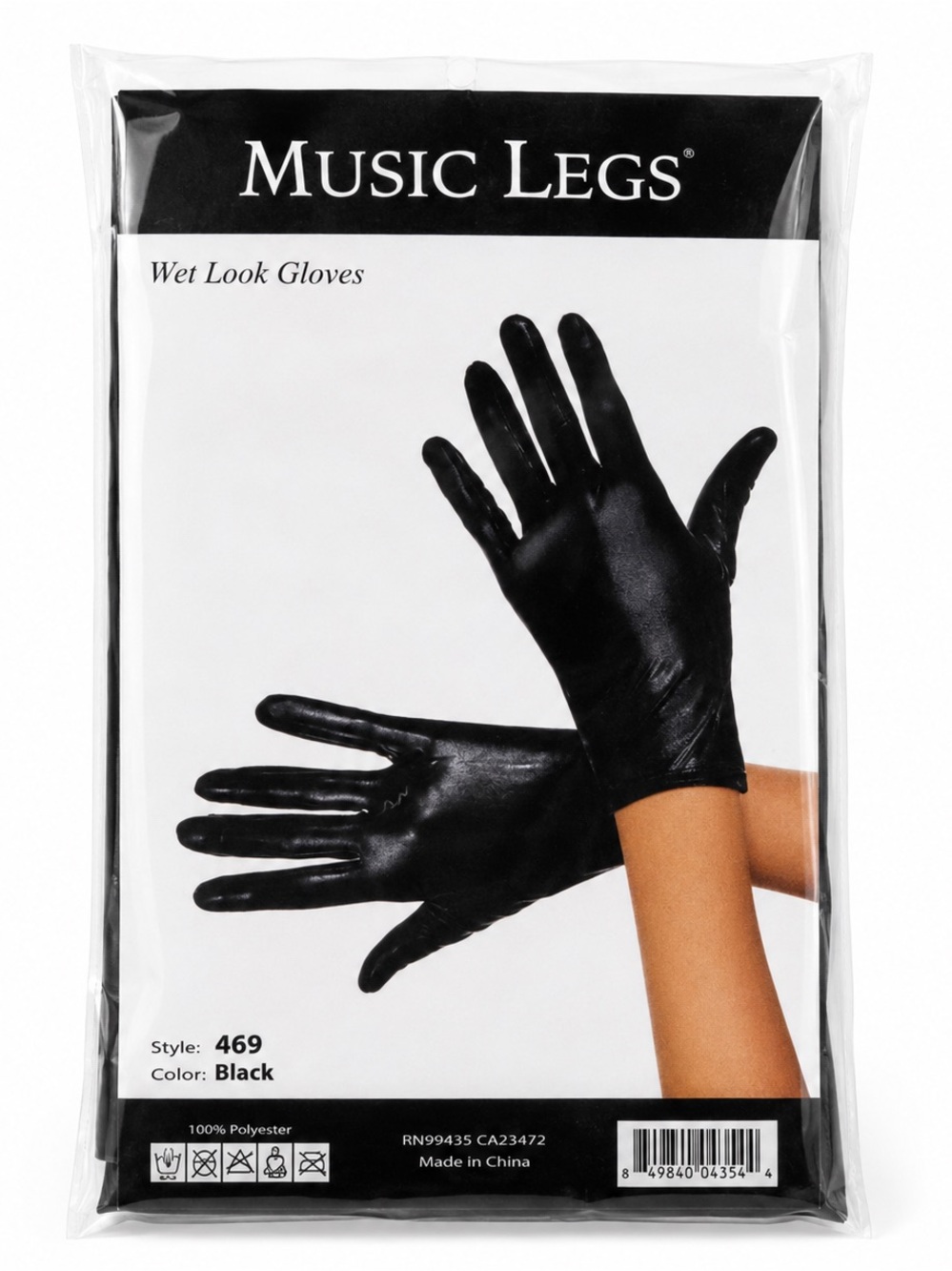 Music Legs Black Wet Look Gloves Shiny Costume Party | NWT One Size
(Style 469)